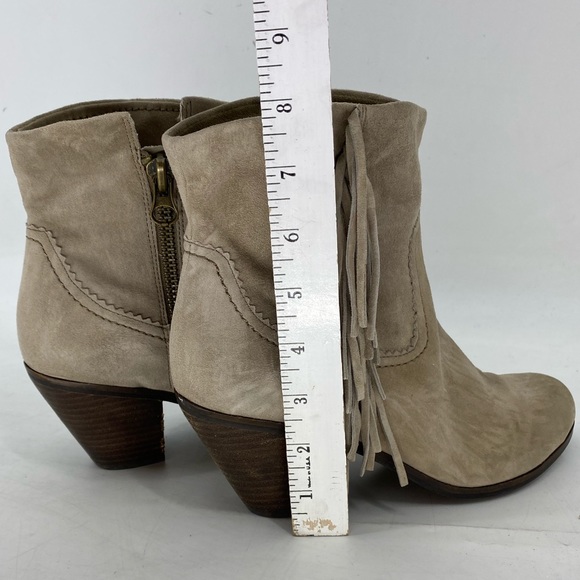 8 1/2 SAM EDELMAN LOUIE FRINGE SUEDED LEATHER ANKLE BOOTS BOOTIES WOMENS… - Picture 6 of 10